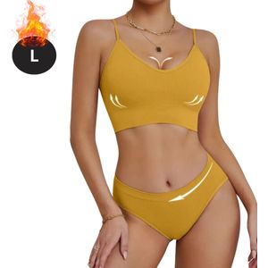 Bovista Lingerie Set Zonder Beugel - Zonder Bandjes - Push-up Bh's - Comfort Beha - Comfortabel - BH - Geel - Maat L