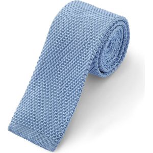 Pastelkleurige blauwe gebreide stropdas