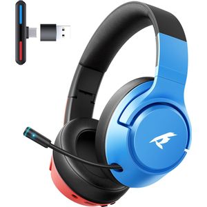 Kofire CINPUSEN CG-01 - 2.4GHz Draadloze Gaming Headset - Over ear koptelefoon - met microfoon - Geschikt voor PS4/PS5, Nintendo Switch - Blauw rood