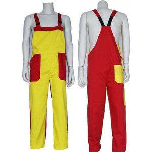 Yoworkwear Tuinbroek polyester/katoen donker geel-rood maat 56