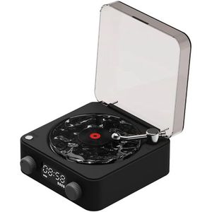 Retro Platenspeler Bluetooth 5W - Draadloze Speaker met Lichtmodi en White Noise - Partybox Met AUX En TF-Kaart - Platenspeler Bluetooth - 14,2 x 15,3 x 6,7 cm - Zwart