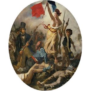 De vrijheid leidt het volk, Eugène Delacroix - Foto op Behangcirkel - ⌀ 100 cm
