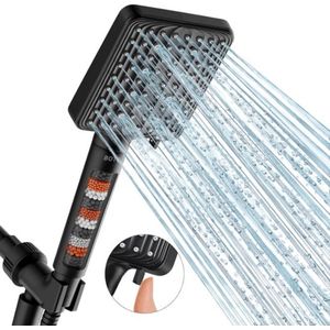 BOTC Douchekop met Hoge druk en Filter - Model: Z028 - douchekop regendouche - 6 Sproeistanden - Waterbesparende - Zwart