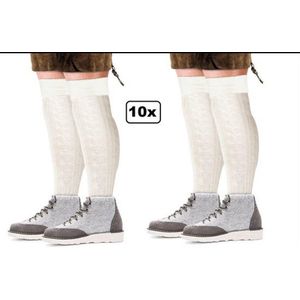 10x Paar Tiroler sokken lang wit mt.39-42 en mt.43-46 - Thema feest tirol oktoberfest bierfeest