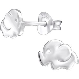 Joy|S - Zilveren baby olifant oorbellen - 8 x 6 mm - gepolijst - oorknoppen