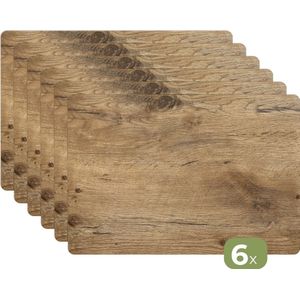 Placemats - 6 stuks - 45x30 cm - Placemat kunststof - Hout - Bruin - Houtlook - Borden onderleggers - Decoratie voor op tafel - Keuken tafeldecoratie accessoires - Vinyl onderlegger - Tafelversiering