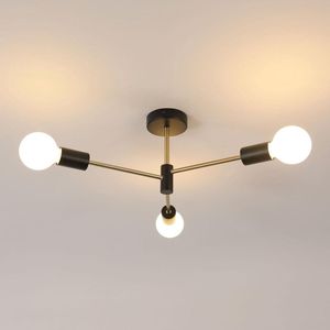 Goeco Plafondlamp - 45cm - Medium - E27 - 3 Lichts - Industriële Vintage Kroonluchter - Geen Lamp