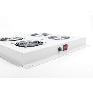 Dakventilatoreenheid voor netwerkkasten - 2 ventilatoren met thermostaat - grijs