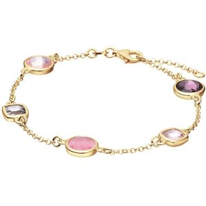 Glow 104.8621.19 Armband - Sieraad - Dames - Schakelarmband - Zilver - Goudkleurig - 925 Zilver - 9 mm breed - 19 cm lang