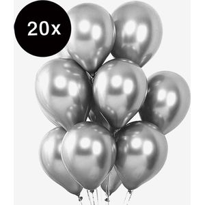 Zilveren Luxe Chrome Ballonnen - Zilver Ballon 20 stuks - Verjaardag Versiering - Metallic Silver Chroom - Discobal Effect - Mirror Latex Helium Ballonnenset - Geschikt voor Ballonnenboog en Pilaar – Disco Feestje – 20 stuks