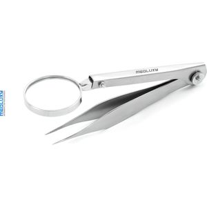 MEDLUXY® - Splinter Pincet met Vergrootglas (loep verstelbaar) - Recht - 13 cm - SP0082 (splinterpincet)