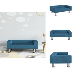 vidaXL Kinderbank - Kinderbanken - Kinder Bank - Kinderbankje - Kinderbank 70x45x26,5 cm fluweel blauw