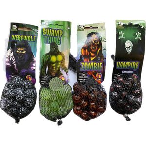 knikkers - monsters collection - 4 x 21 stuks (84) - griezel knikkers