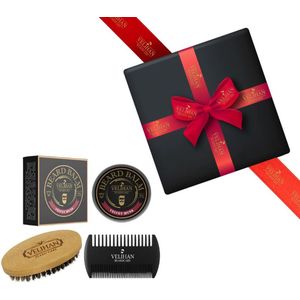 Velihan Beardcare - Baardverzorging Trio Pack Baardbalsem Velvet Musk, Baardborstel en Baardkam - Cadeau voor mannen - Vaderdag Cadeau - Cadeau voor hem - Cadeau voor Kerst - Valentijdsdag mannen - Giftset mannen - Geschenkset man