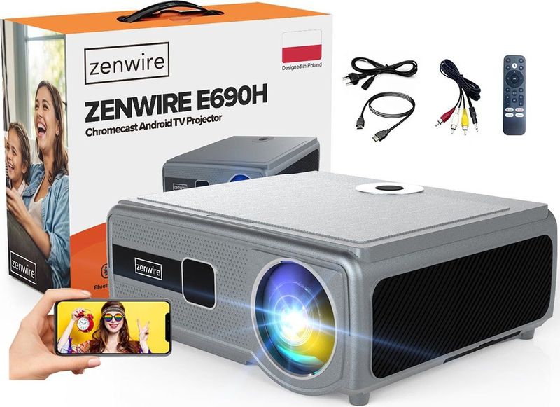 Zenwire E690H - Projector - Full HD 1080p - 300 inch scherm - Android TV 11 - WiFi 6 - Bluetooth 5.0