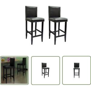 The Living Store Barkrukken 2 st kunstleer zwart - Barstooll - Barkrukken - Cafe Meubilair - Bistro Stoel - Industriele Stoel