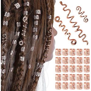 **Allecto plus - Haarspiraalklemmen en Manchetten Set voor Dreadlocks - Accessoires voor Haarvlechten - 28 Stuks - Roze Goud **