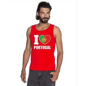 Rood I love Portugal supporter singlet shirt/ tanktop heren - Portugees shirt heren XXL