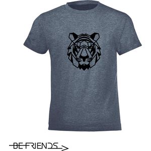 Be Friends T-Shirt - Tijger - Heren - Denim - Maat XL