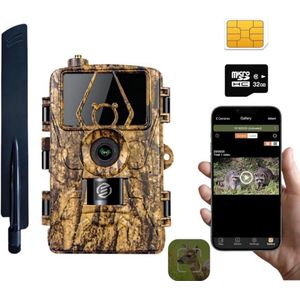 Equivera Wildcamera voor Buiten - Wildcamera met Nachtzicht - WiFi - Hoge Resolutie - Waterdicht - Wild Camera - Premium