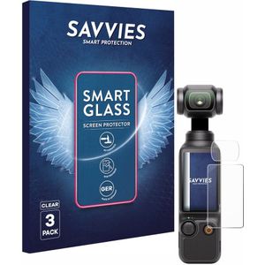3 Stuks Savvies Screenprotector - geschikt voor DJI Osmo Pocket 3 (Display + Lens) - beschermfolie glas transparant
