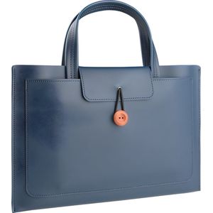 Laptoptas 11 tot 14 inch - 3 Vakken - Vegan Leer - Laptophoes - Laptop Tas - Geschikt voor o.a Dell XPS 13, MacBook Air Pro, Surface Pro 9, ChromeBook - Donkerblauw