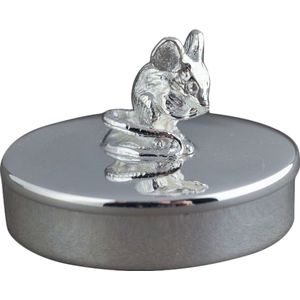Daniel Crégut tandendoosje met zilveren muis - verzilverd metaal - Ø 4 cm