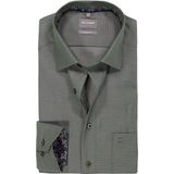 OLYMP Luxor comfort fit overhemd - structuur - grijsgroen - Strijkvrij - Boordmaat: 45