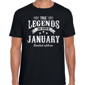 Legends are born in January t-shirt voor heren - zwart - verjaardag in Januari - cadeau shirt 30, 40, 50, 60 jaar S