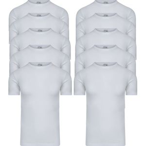 10-Pack Heren T-shirts met ronde hals en korte mouw M3000 Wit -maat XXL