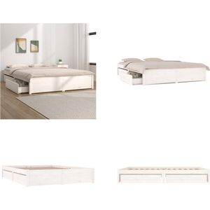 vidaXL Bedframe met lades wit 120x200 cm - Bedframe - Bedframes - Tweepersoonsbed - Bed