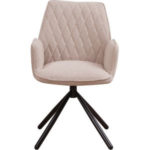 Dimehouse Eetkamerstoel Novan bouclé beige - Stof - Industrieel