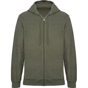 Native Spirit Ecologische herensweater met rits en capuchon in spons NS419 - Organic khaki - L