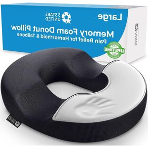 Aambeien kussen - traagschuim - antislip - donutring - orthopedische stoel - stuitbeen pijndrukverlichting