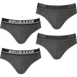 BRUBAKER Herenslip 4-pack - Comfort Onderbroek voor Heren met Elastische Tailleband - Effen Ondergoed van Katoen en Elastaan (Lycra®)