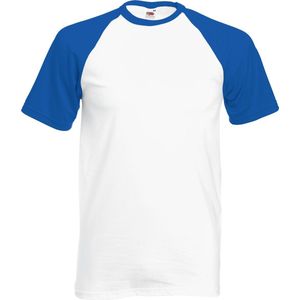 Shortsleeve Baseball T-shirt (Wit / Blauw) 3XL