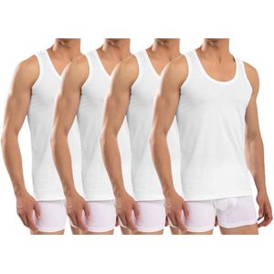 Calzera 4 Pack Onderhemden - Hemden heren - Premium Kwaliteit - Onderhemd heren - 100% Gekamd Katoen - Wit - Maat L