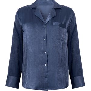 Hunkemöller - Slaapshirt - Marine - Satijn - Lange Mouw