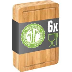 6-delige Set: Mooie Broodplankjes van Bamboe - 22x15 Houten Ontbijtplanken - Kleine Houten Snijpl...
