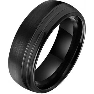 Wolfraam heren ring Tom Jaxon Groef Zwart Mat en Glans-21mm