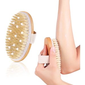 Huidborstel - Massageborstel - Borstel met massageknopen - Dry Brushing - Badborstel - Voor nat & droog gebruik - Natuurlijke Borstel - Duurzame borstel - Lichaamsborstel - Lichaamsverzorging