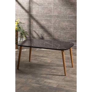 Salontafel - Vierkante houten salontafel- Zwart marmer kleur- Luxe design | Bijzettafel | Sofa tafel | Woonkamer tafel I Houten poten (2006)