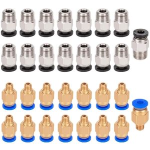 30pcs 3D Printer Tire Connector Kit - 15pcs PC4-M6 Tyres Quick Coupler - 15pcs PC4-M10 Tyres Straight Coupler - 3D Print Accessoires