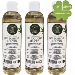 Marseille zeep | CBD cannabis | douche en badgel 3x250ml | Ambachtelijke zeep van Le Serail