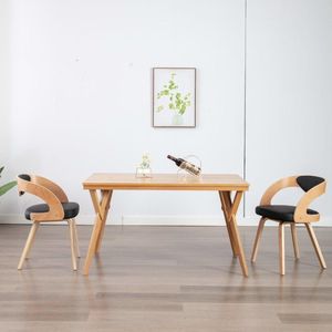 vidaXL - Eetkamerstoelen - 2 - st - gebogen - hout - en - kunstleer