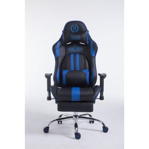 Gamingstoel kunststof - inclusief voetensteun - zwart/blauw - 135x70x135
