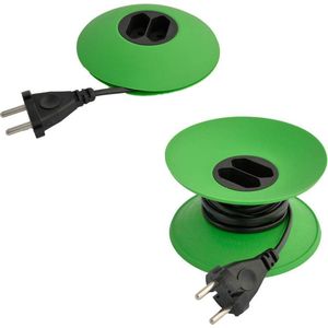 Design Verlengsnoer - Haspeltje - CableDisk - Groen - Ø 12 cm - ALLEEN VOOR PLATTE STEKKERS