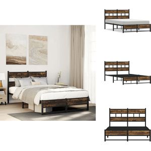 vidaXL Bedframe - Bedframes - Tweepersoonsbed - Bed - Bedframe zonder matras metaal gerookt eikenkleurig 120x190 cm