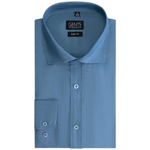 GENTS - Overhemd slimfit bamboe - Polyblend - Blauw - Maat EU38/S