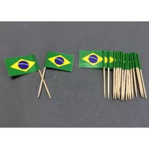 Akyol - 10 x cocktailprikkers Braziliaanse vlag - cocktailprikker brazilie - vlag - Braziliaanse cocktailprikkers - Brazilië prikker - Braziliaanse cocktailprikkers - party prikkers – Braziliaanse verjaardag – Brazilië - Prikkers – feestprikk